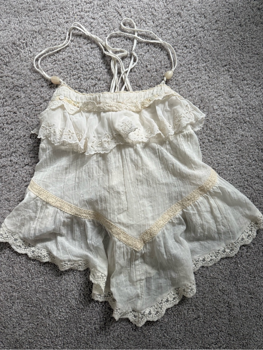 Kimchi Blue Cream Lace-Trim Ruffled Camisole - Picture 3 of 6